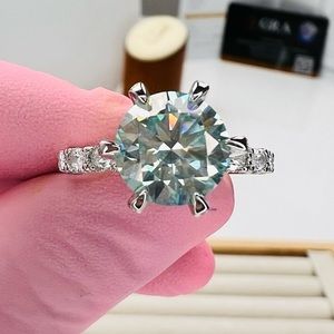 Beautiful 3cttw Aquamarine Moissanite Diamond Wedding Ring